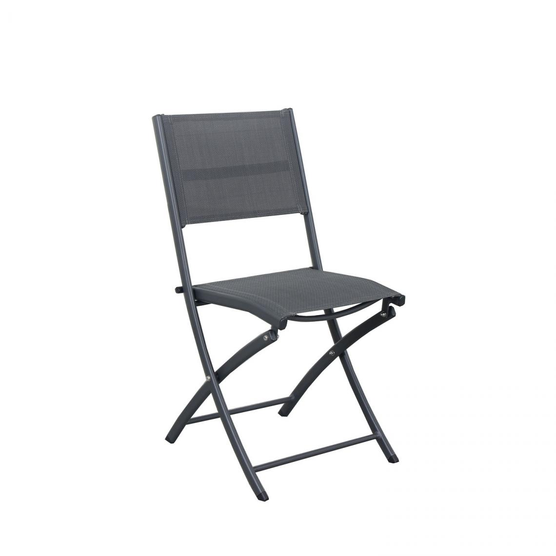 Avril Paris - 4 chaises pliables aluminium textilène - gris anthracite - BORA - Chaises de jardin