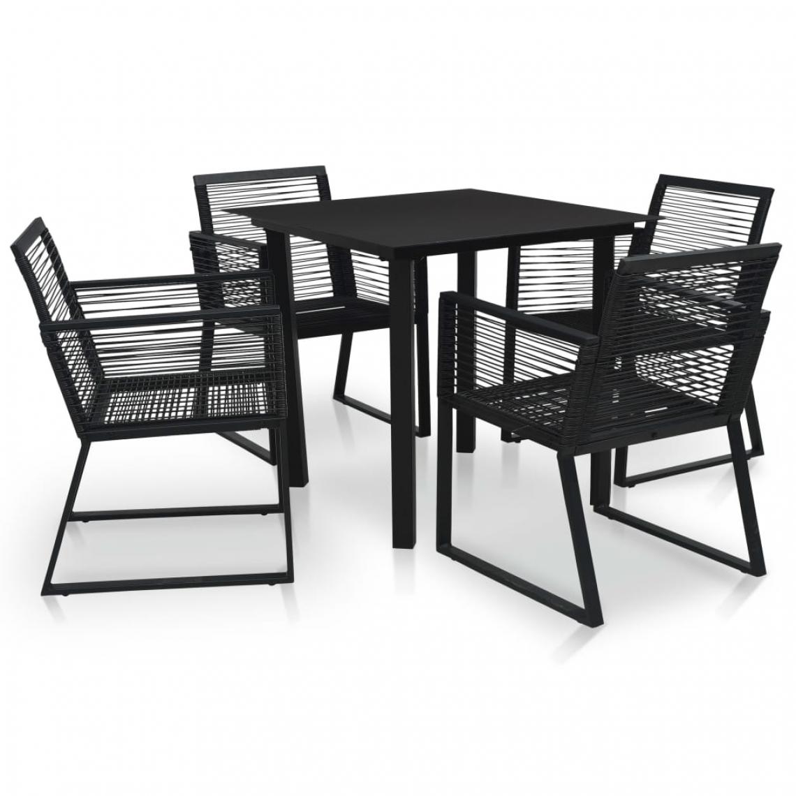 Chunhelife - Mobilier à dîner d'extérieur 5 pcs Rotin PVC Noir - Ensembles tables et chaises