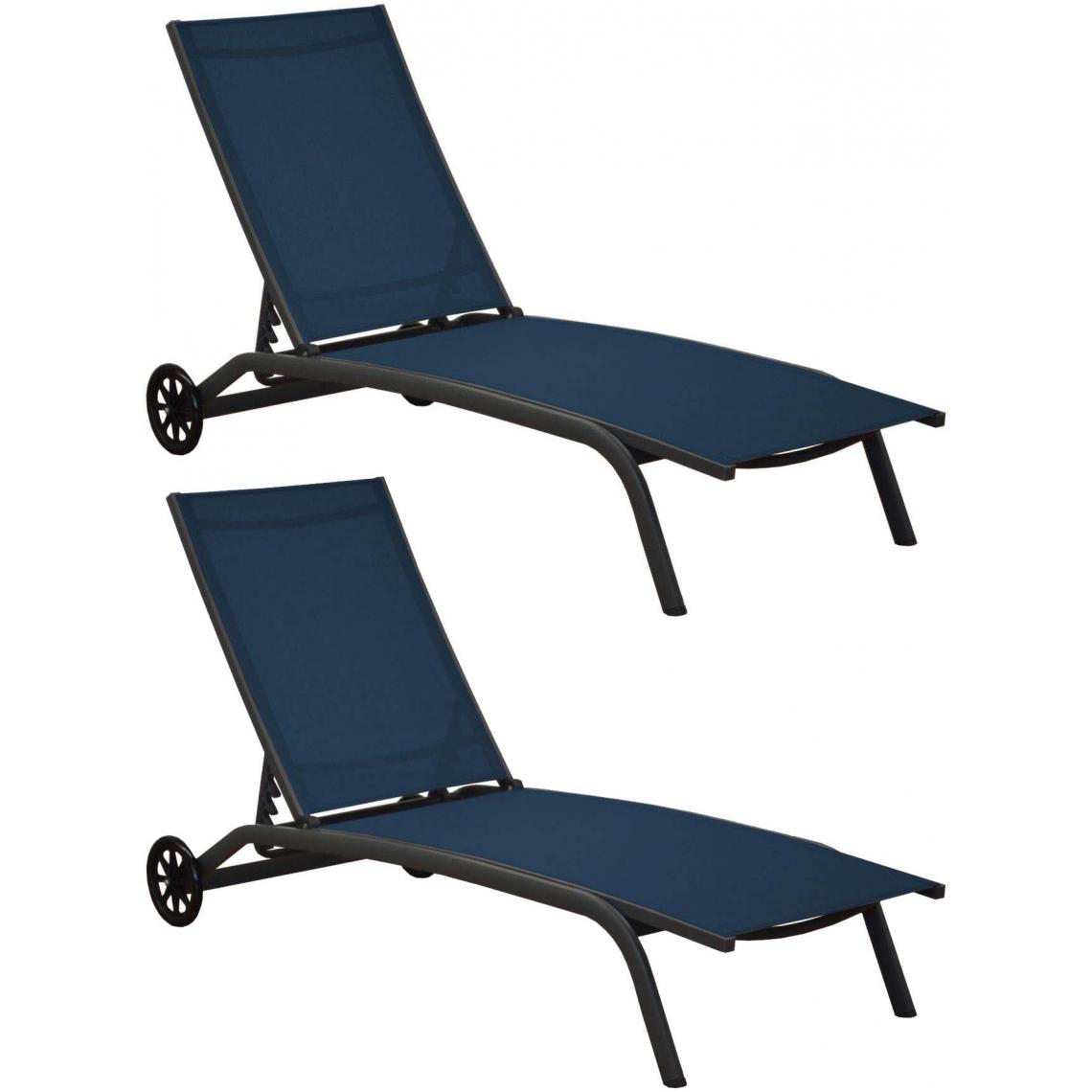 Proloisirs - Bains de soleil en aluminium Celio (Lot de 2) - Transats, chaises longues