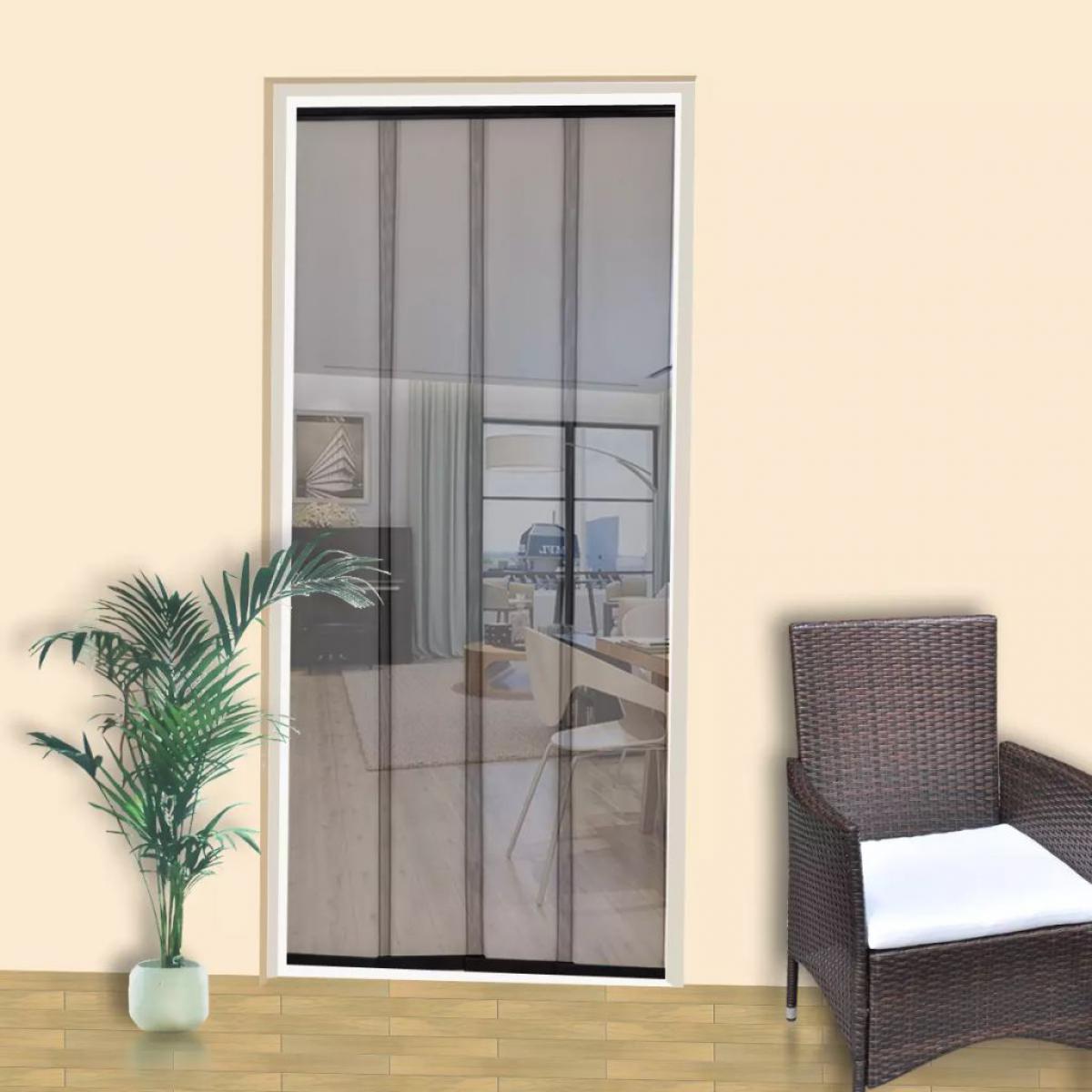 Vidaxl - vidaXL Moustiquaire rideau à 4 bandes 220 x 100 cm Noir polyester - Moustiquaire Fenêtre