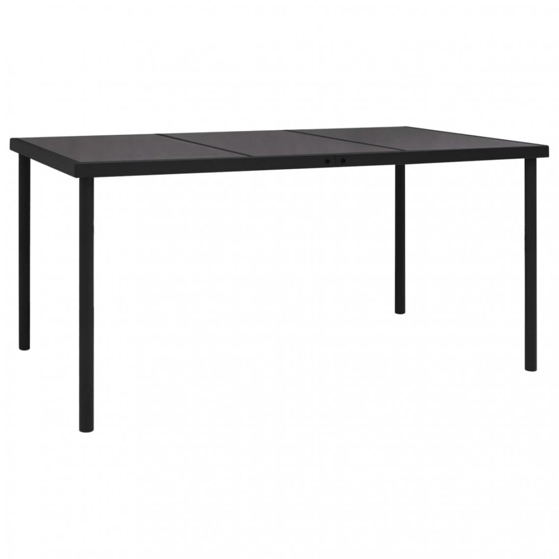 Vidaxl - vidaXL Table de jardin avec dessus en verre Noir 150x90x74 cm Acier - Tables de jardin