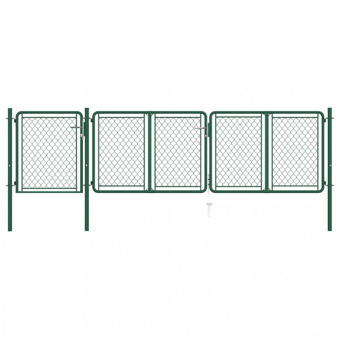Icaverne - Stylé Clôtures et barrières categorie Asuncion Portail de jardin Acier 100x395 cm Vert - Portillon