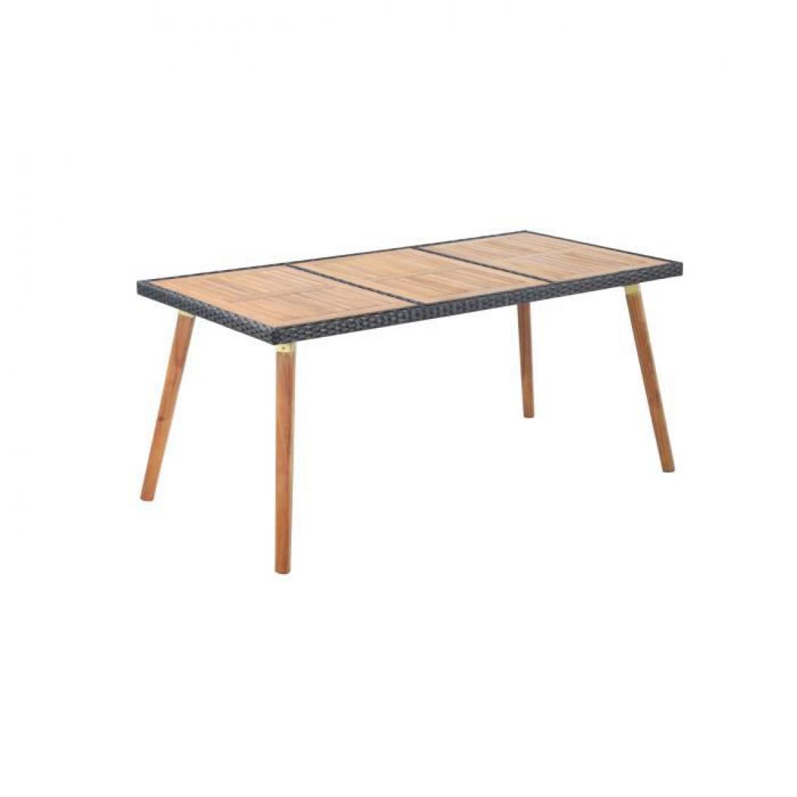 Beau Rivage - BEAU RIVAGE Table de jardin en bois d'acacia 100% FSC et résine tressée - 160 x 80 x 73 cm - Marron - Ensembles canapés et fauteuils