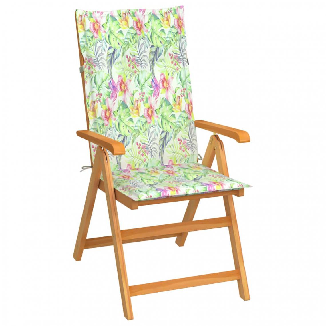 Vidaxl - vidaXL Chaise de jardin avec coussins à motif de feuilles Bois de teck - Chaises de jardin