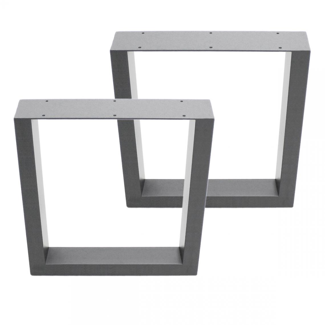 Ecd Germany - Set 2 Pieds de table piètement banc en acier design industriel gris 40 x 43 cm - Pieds & roulettes pour meuble