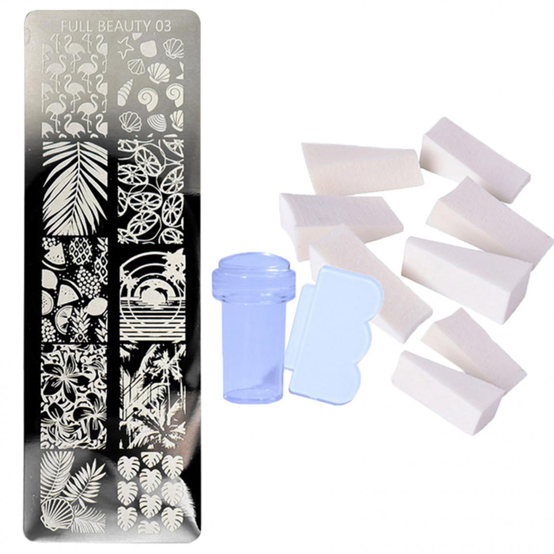 marque generique - Nail Art Stamp Plate Stamping Template Set Stamper Grattoir Kit Style 2 - Clouterie