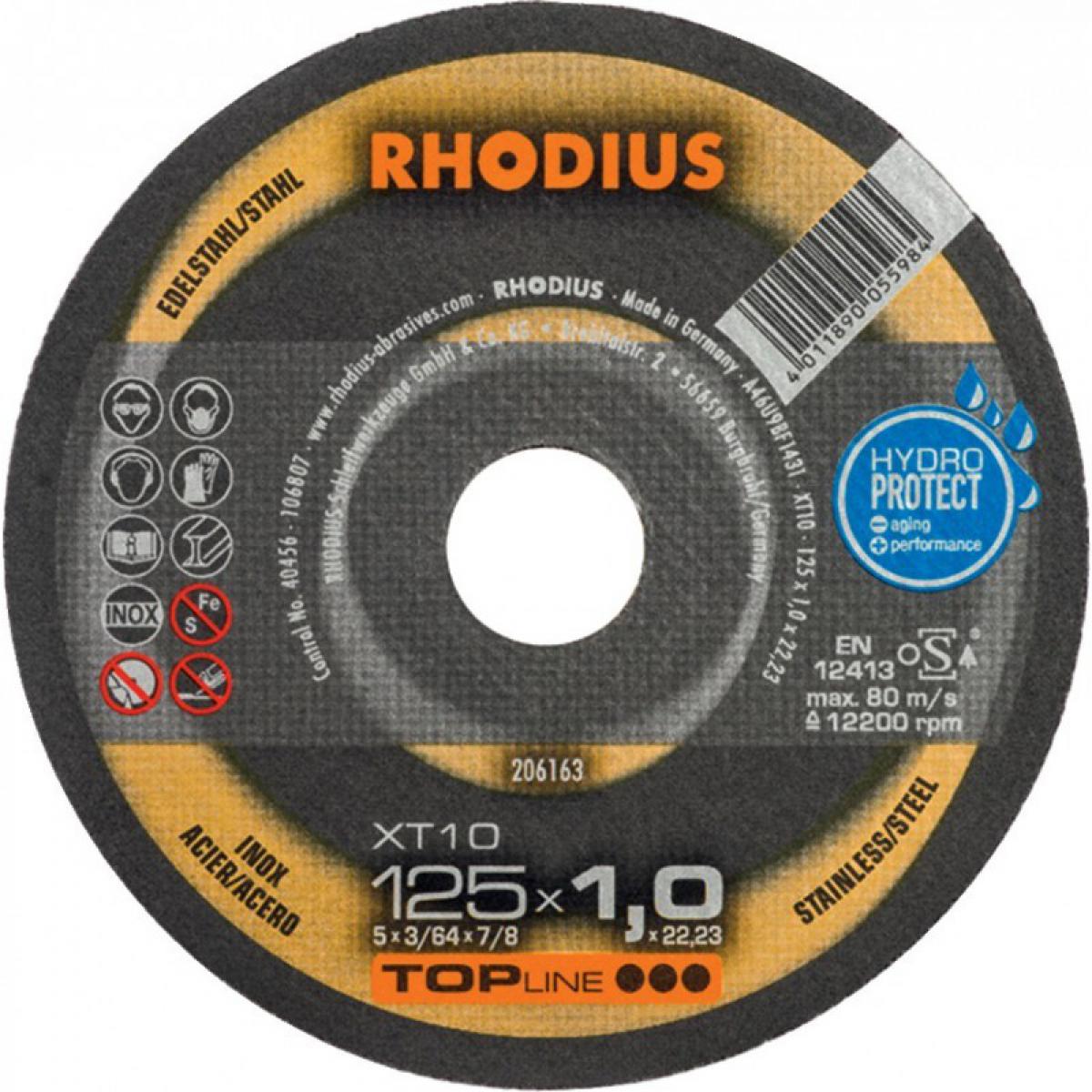 Rhodius - Disque a tronconner acier / inox XT10 115 x 1,0mm ger. Rhodius - Outils de coupe