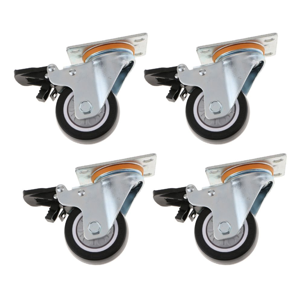 marque generique - 4x pu pivotant roues roulettes chariot chariot roulettes avec frein 5 pouces - Pieds & roulettes pour meuble
