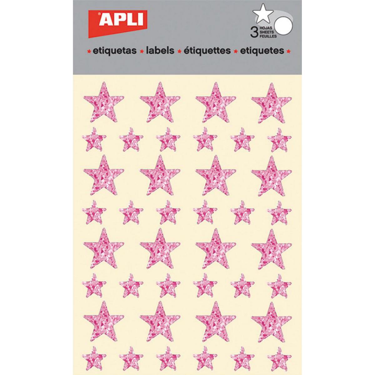 Apli Agipa - Gommettes étoile 12 et 20 mm Holographique rose x 120 - Apli Agipa - Colle & adhésif