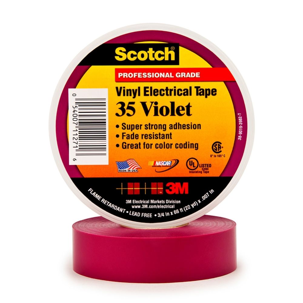 3M - ruban adhésif vinyle - 3m scotch 35 - violet - 19 mm x 20 mètres - 3m 80057 - Colle & adhésif