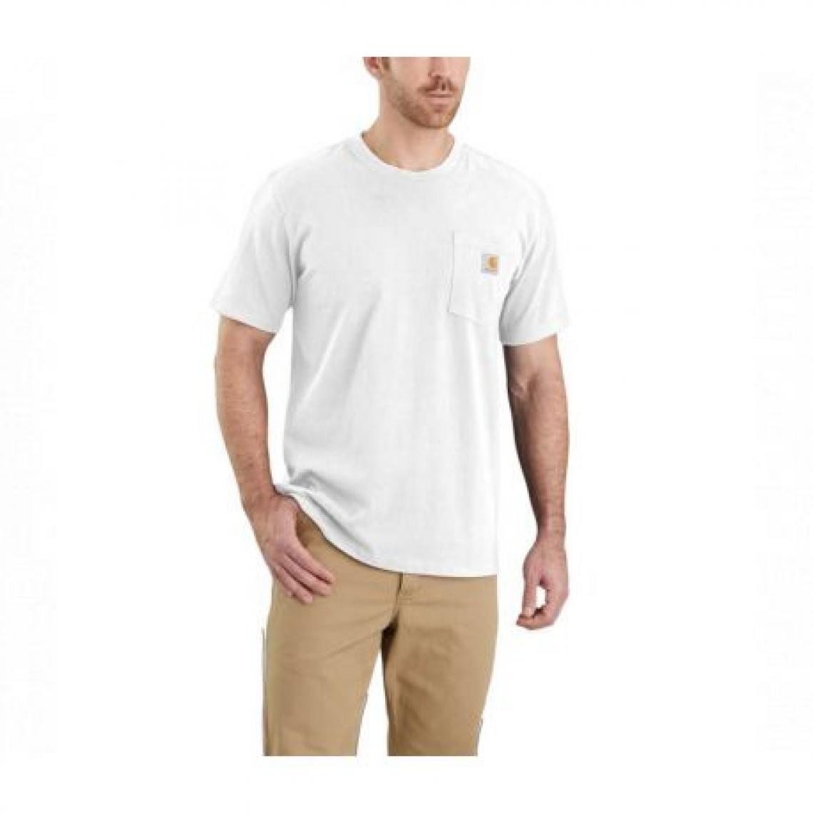 Carhartt - Tee-shirt CARHARTT Poche poitrine - Taille L - Blanc - 103296 - Protections corps