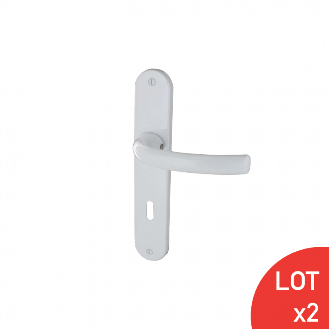 Sama - Poignées de porte ROTONDA2 alu laqué blanc à clé L 220X40mm LOT DE 2 - Poignée de porte