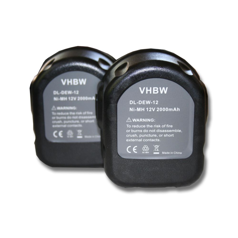 Vhbw - vhbw 2x Batterie Ni-MH 2000mAh (12V) pour outils DW974KQ, DW975B, DW975K, DW976K, DW977B, DW977K, DW979 comme Dewalt DC9071, DE9037, DE9071, DE9074. - Clouterie