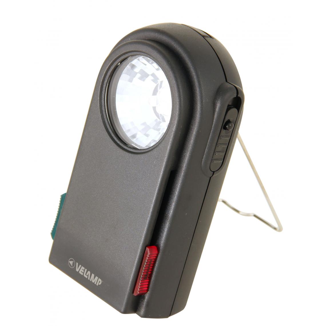 Velamp - Lampe de poche 3 LED. Filtres colorés, bouton morse. En plastique, noire - Lampes portatives sans fil