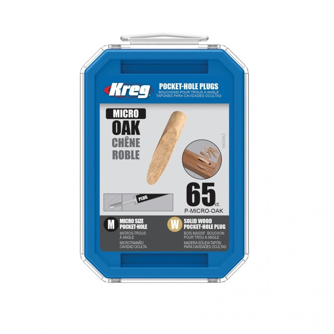 Kreg - Kreg - Boîte de 65 Cache-trous en bois massif à micro-perforation - P-MICRO-OAK - Cheville