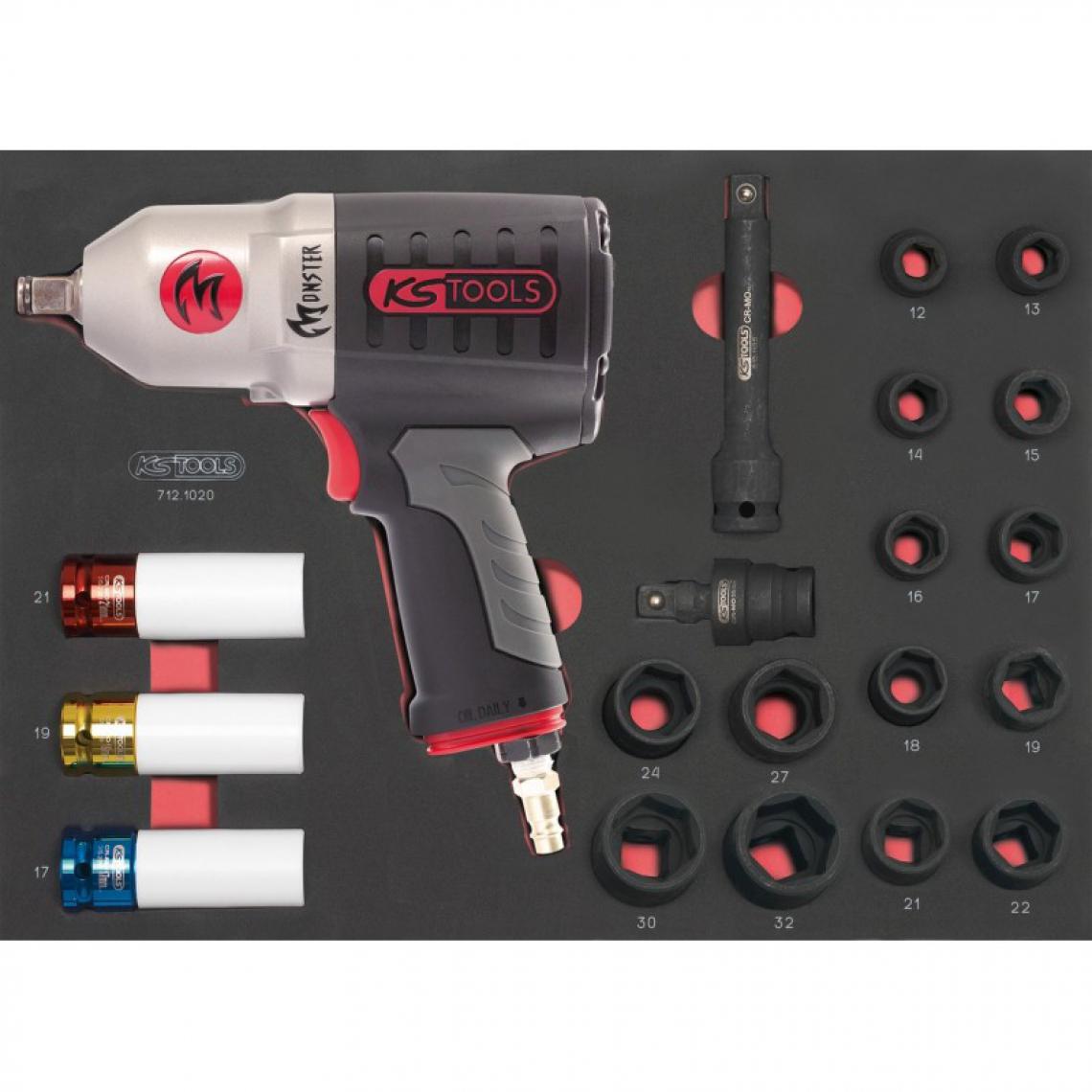 Ks Tools - KS TOOLS 712.1020 Module de douilles et clé à chocs pneumatique 1/2'', 20 pièces - Clés et douilles