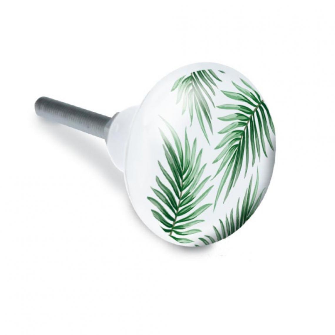 Sudtrading - Bouton de meuble Feuilles de palmier vert vendu à l'unité - Poignée de meuble