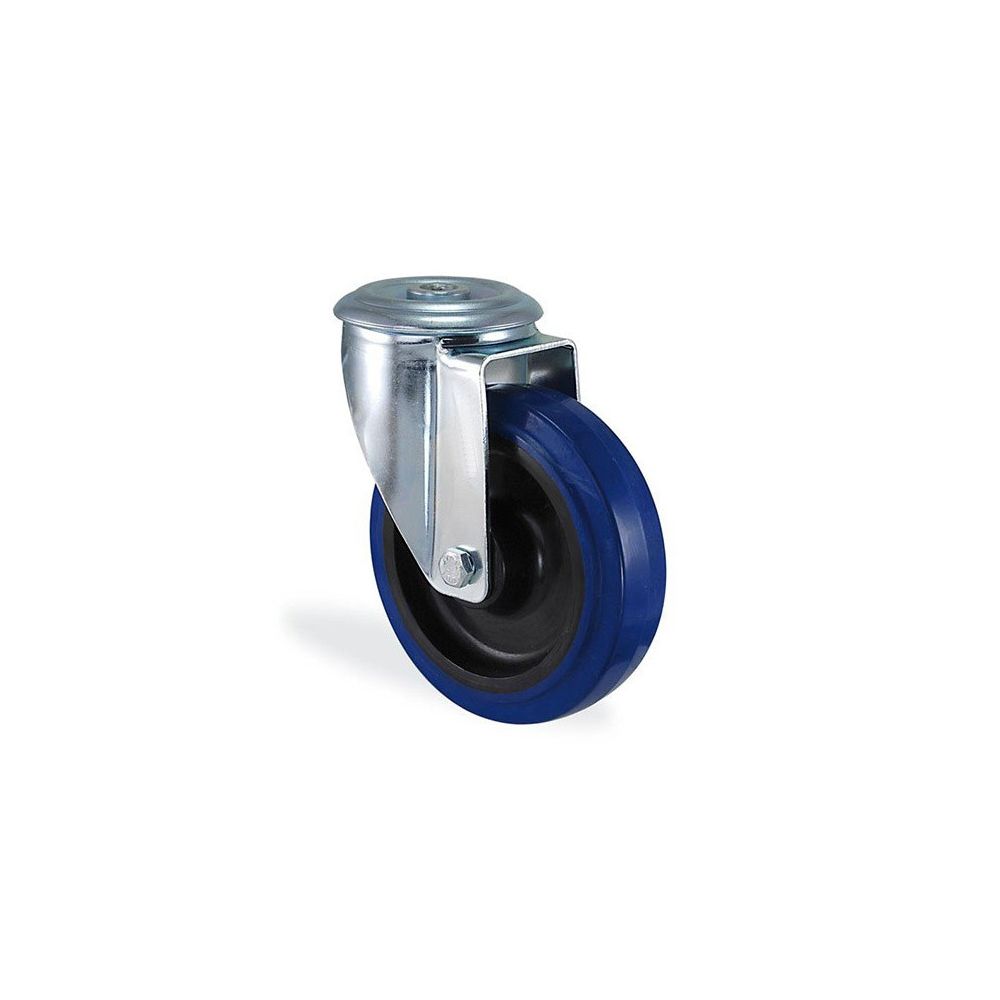 marque generique - Roulette à oeil pivotante caoutchouc elastique bleu diamètre 80mm charge 80kg - Cheville
