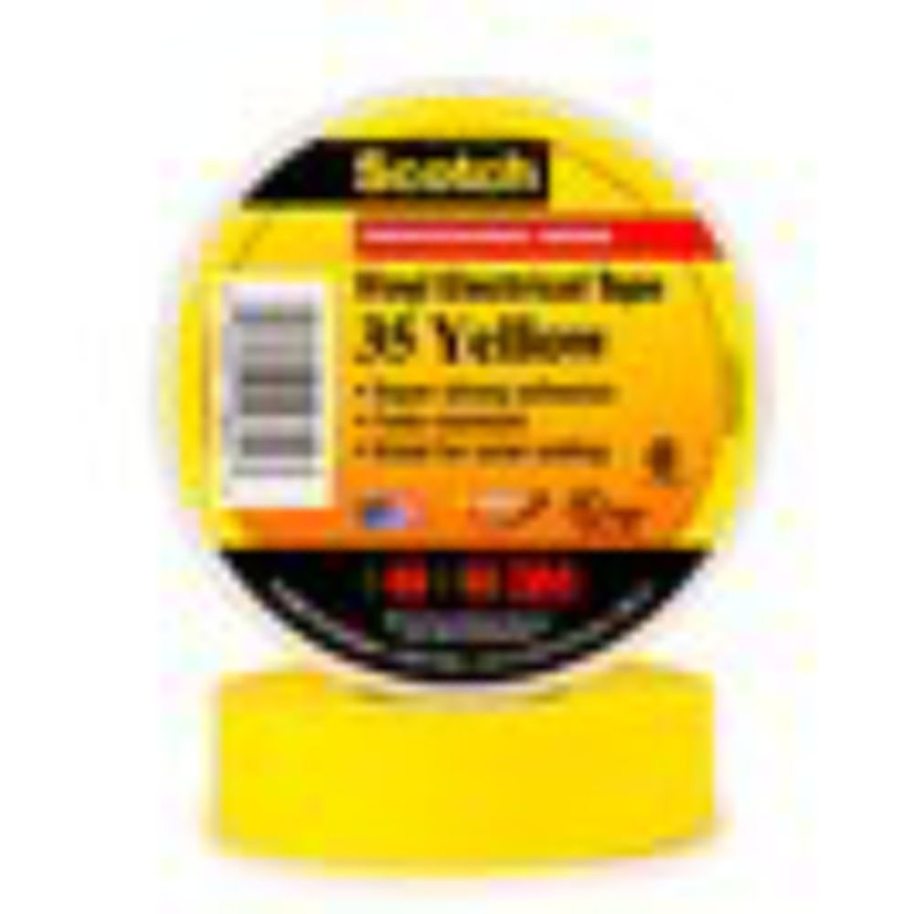3M - ruban adhésif vinyle - 3m scotch 35 - jaune - 19 mm x 20 mètres - 3m 80052 - Colle & adhésif
