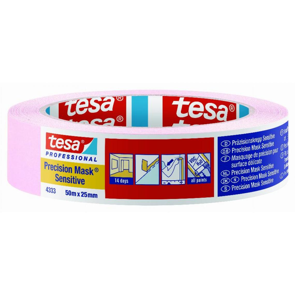 Tesa - Ruban rose 50m x 25mm masquage de précision supports délicats TESA - 04333-00018-02 - Colle & adhésif