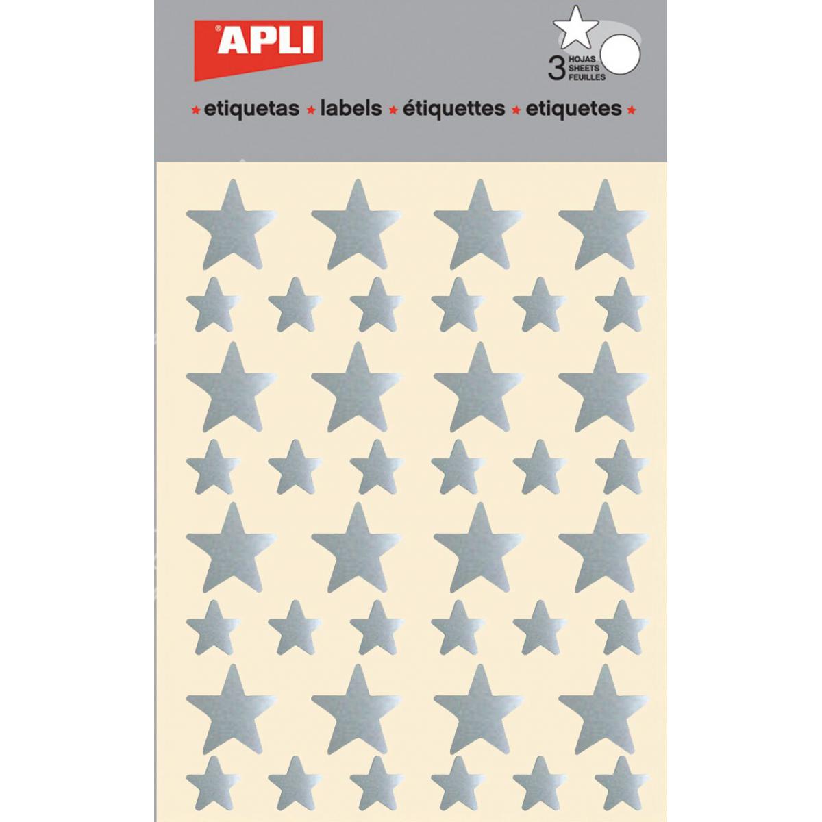 Apli Agipa - Gommettes étoile 12 et 20 mm Argenté x 120 - Apli Agipa - Colle & adhésif