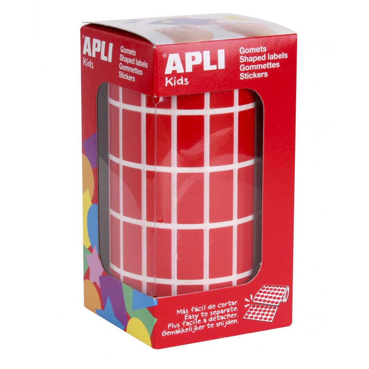 Apli Agipa - Gommettes rouleau Rectangle 2x1cm Rouge x 3 540 - Apli Agipa - Colle & adhésif