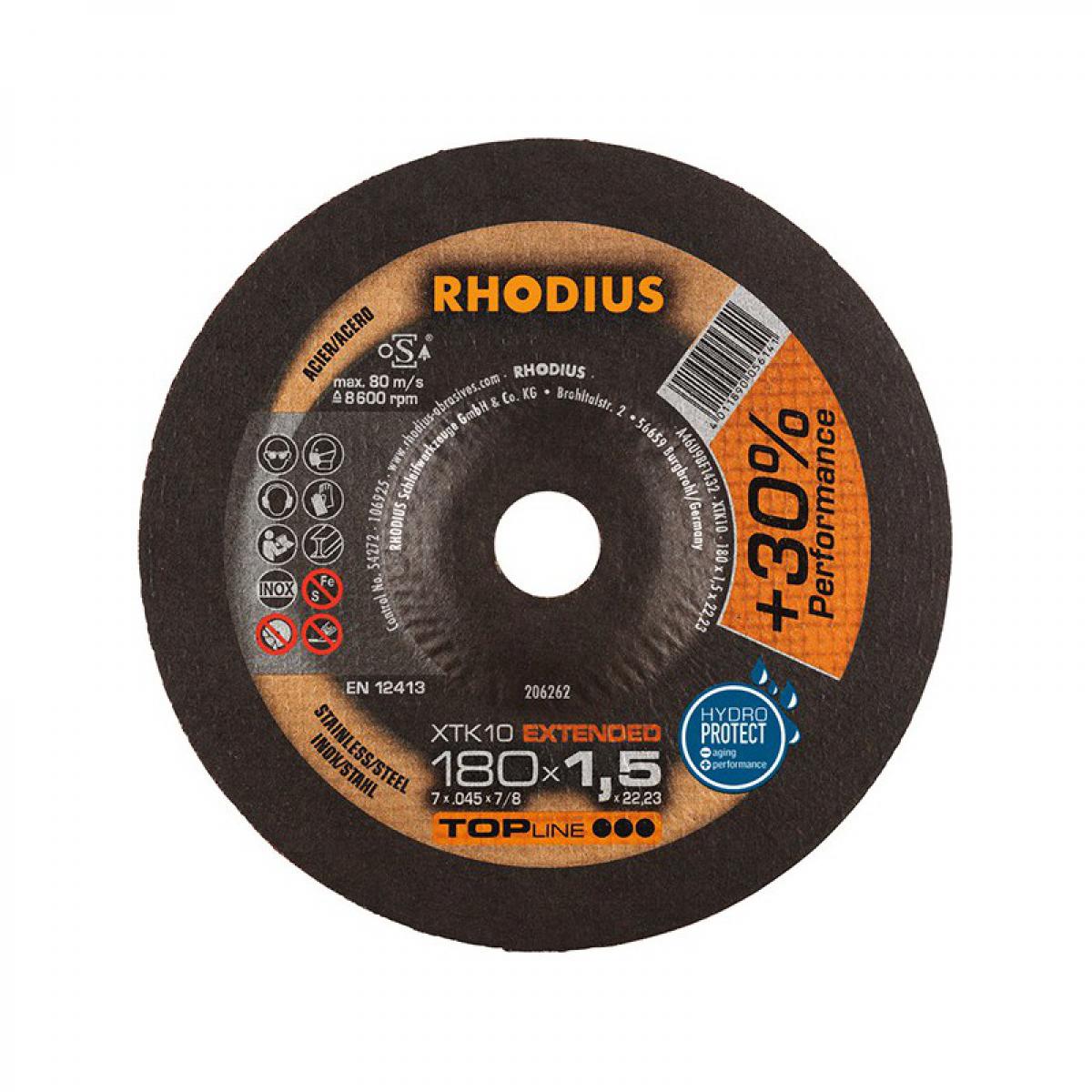 Rhodius - Disque de coupe XTK10 180 x 1,5mm coudé Rhodius(Par 25) - Outils de coupe