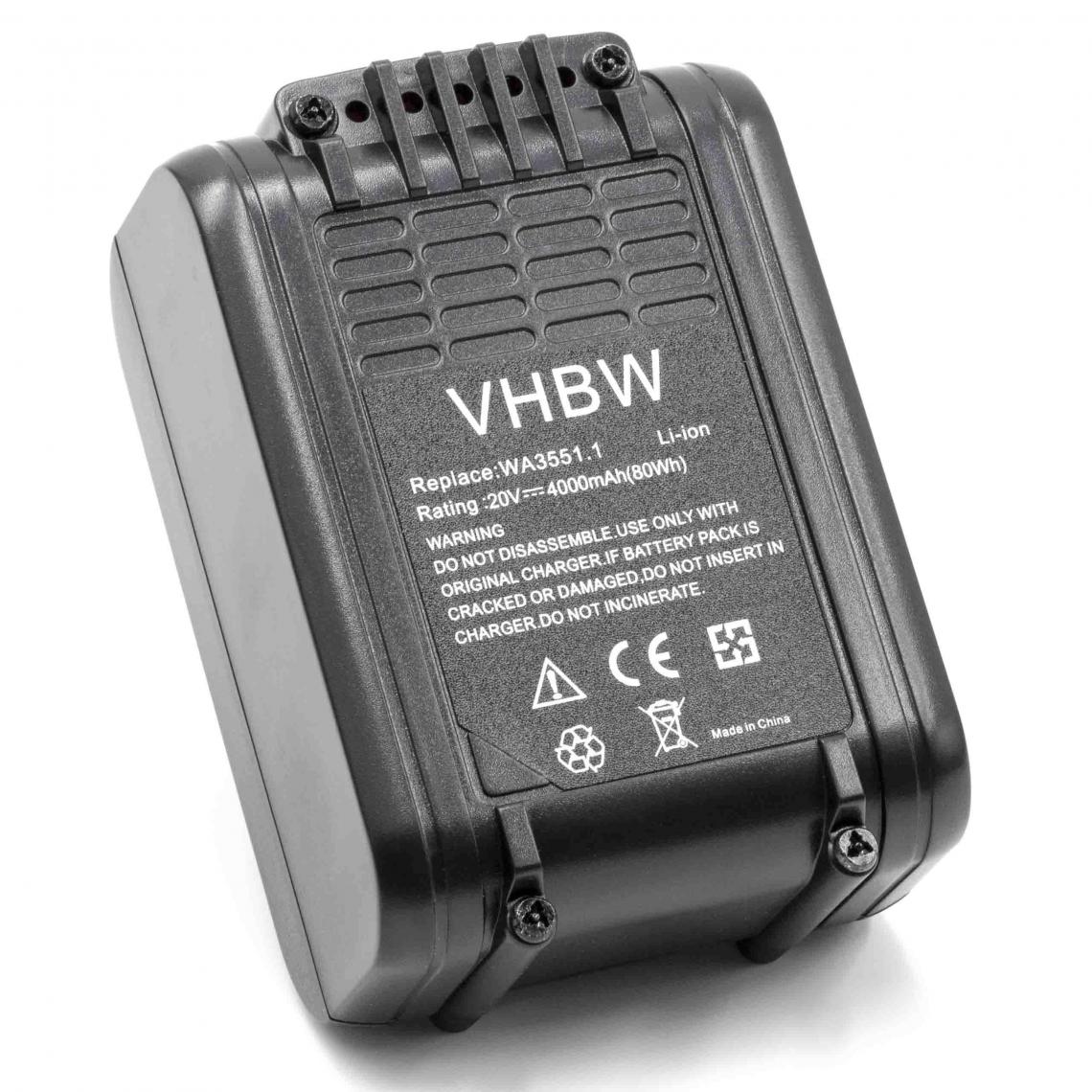 Vhbw - vhbw Batterie compatible avec Worx WG329E.9, WG540, WG540E, WG540E.1, WG540E.5, WG545.1, WG546 outil électrique (4000mAh Li-ion 20 V) - Clouterie