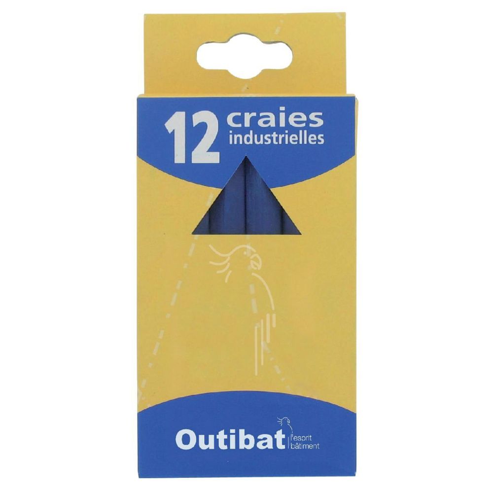 Outibat - Craie industrielle Outibat Couleur Bleu Boîte de 12 - Pointes à tracer, cordeaux, marquage
