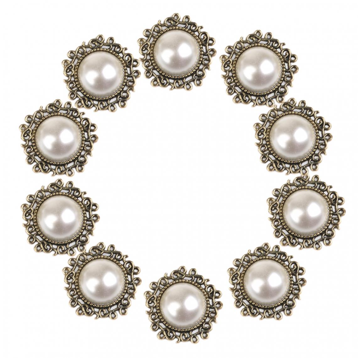marque generique - Phenovo Lot de 10pcs Boutons Perles Plats Décoration Bricolage Couture Diy 25mm - Beige - Poignée de meuble