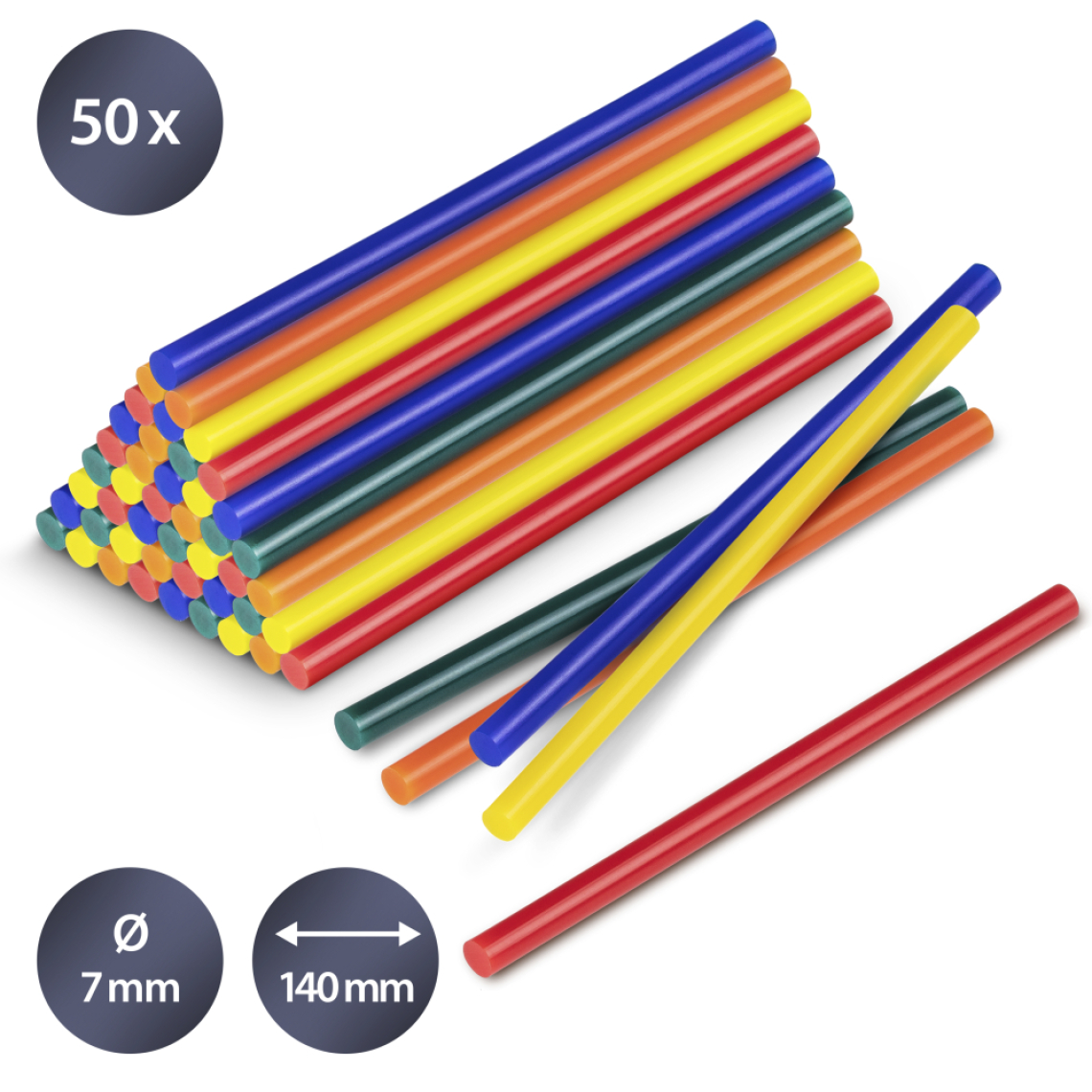 Trotec - Bâtonnets de colle multicolore (50 pces ø 11 mm) - Colle & adhésif