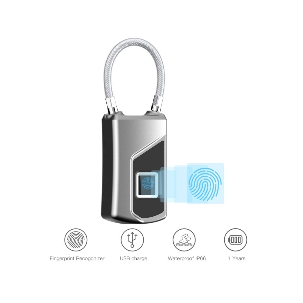 Wewoo - Cadenas Anytek Recharge USB Étanche Antivol Sans mot de passe Électriquement intelligent à empreinte digitale - Verrou, cadenas, targette