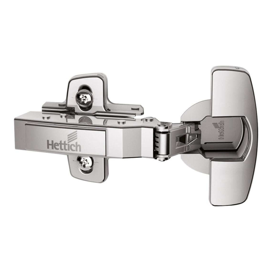 Hettich - Lot de 2 charnières sensys invisibles avec accessoires - Coudure : 9,5 mm - Décor : Nickelé - Montage : En demi-applique - HETTICH - Charnière