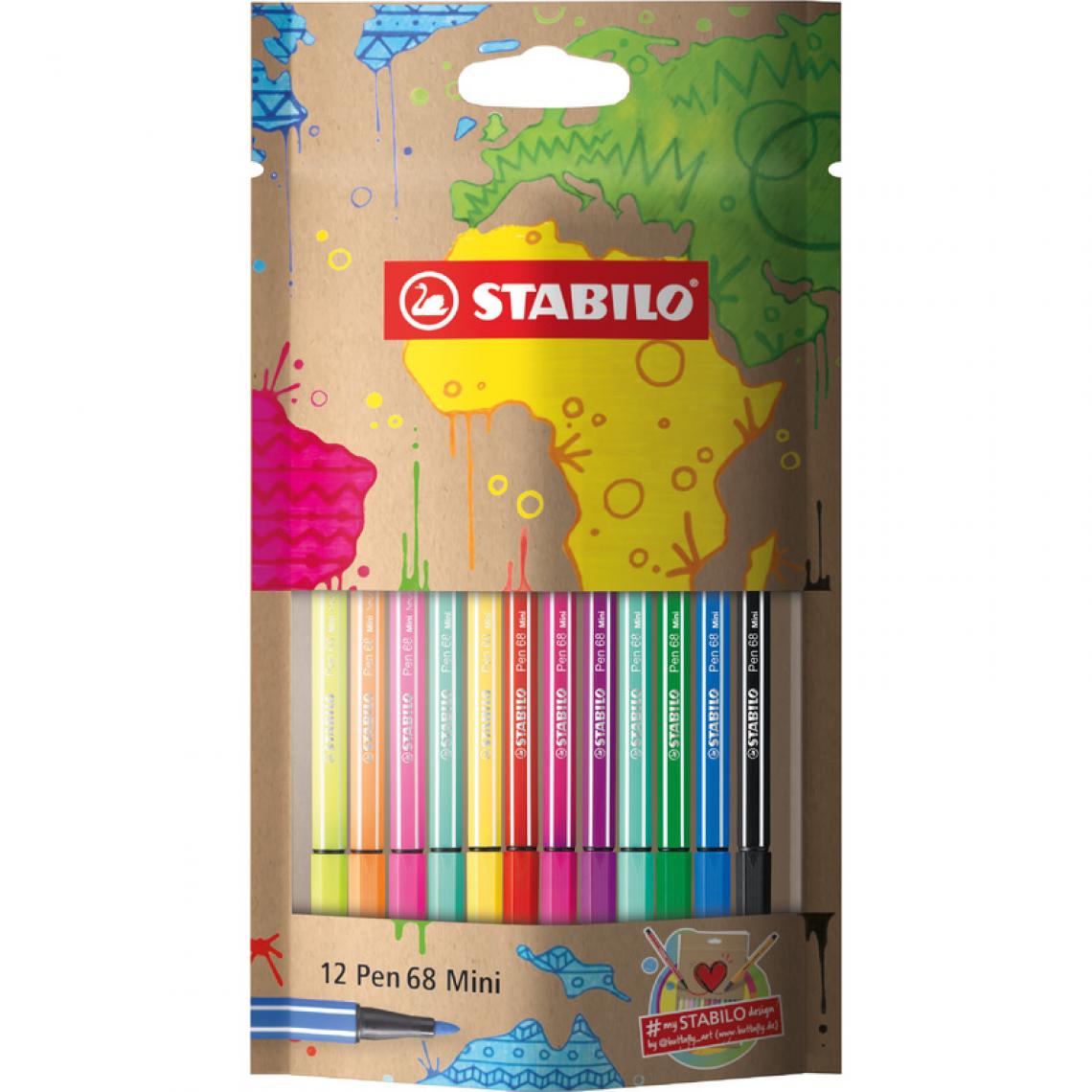 Stabilo - STABILO Feutre Pen 68 Mini, #mySTABILOdesign, étui de 12 () - Outils et accessoires du peintre