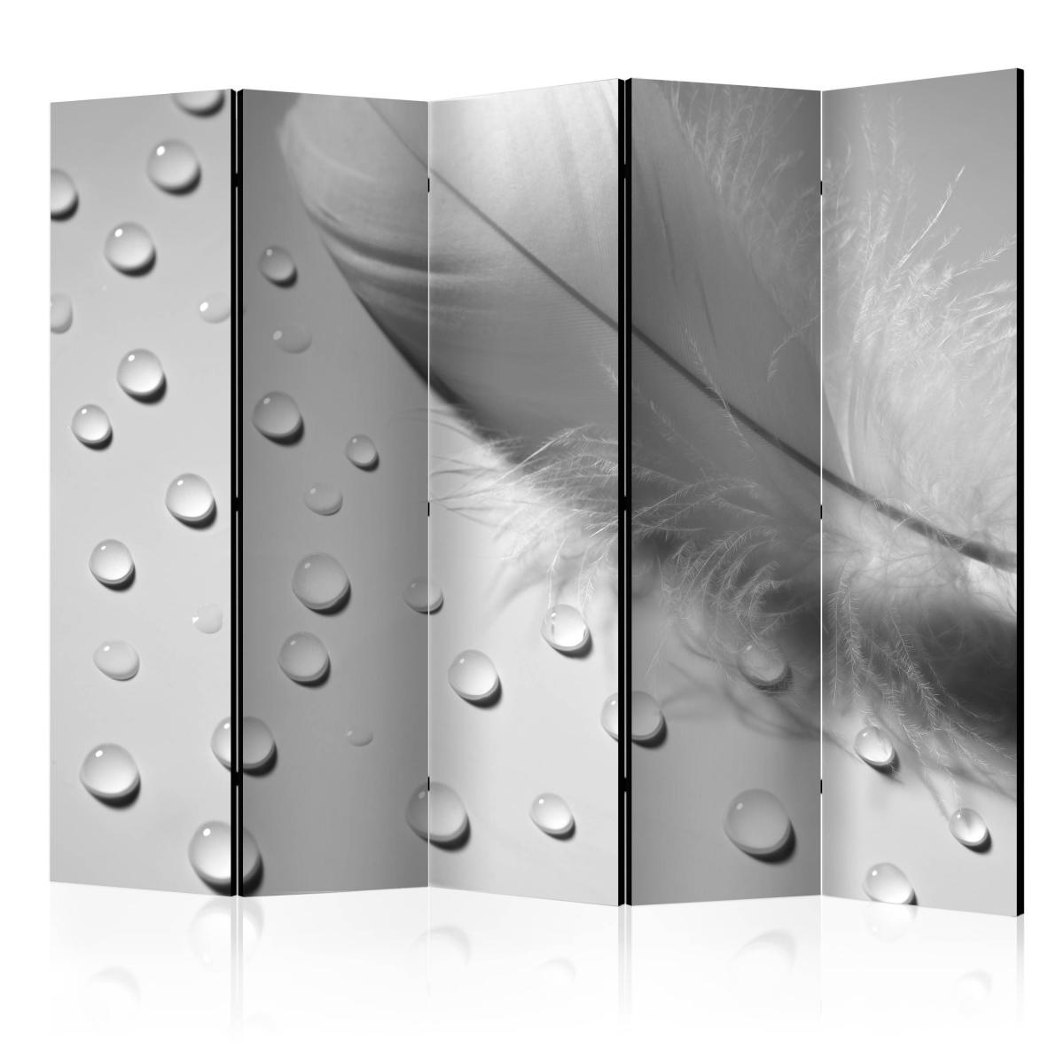 Bimago - Paravent 5 volets - White Feather II [Room Dividers] - Décoration, image, art | 225x172 cm | XL - Grand Format | - Cloisons