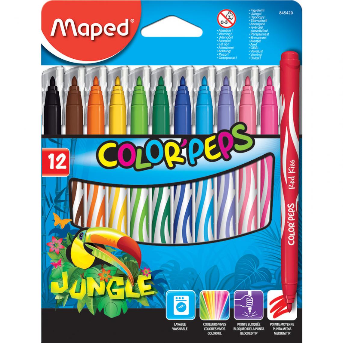 Maped - Maped Feutre COLOR'PEPS Jungle, étui en carton de 12 () - Outils et accessoires du peintre