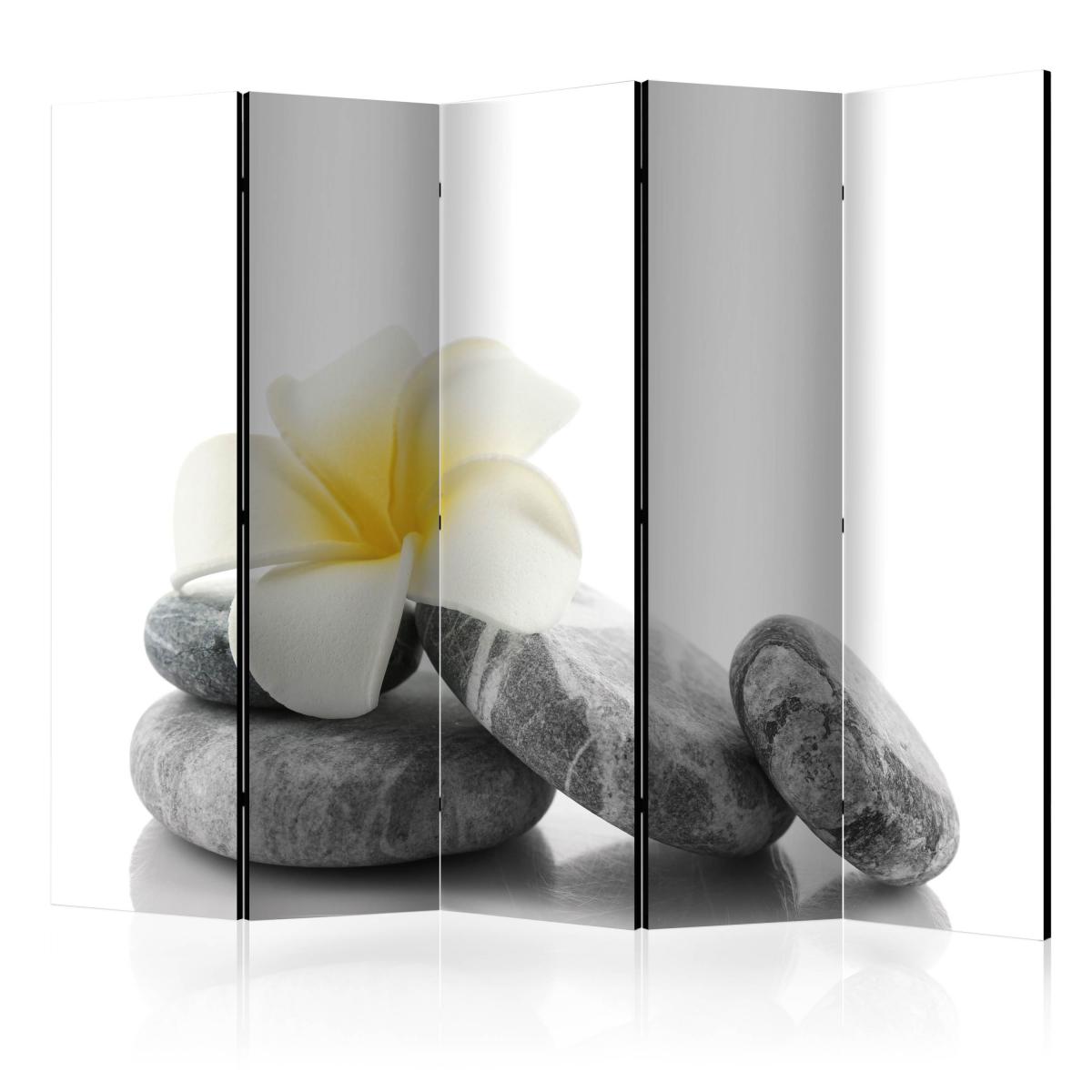 Bimago - Paravent 5 volets - White Lotus II [Room Dividers] - Décoration, image, art | 225x172 cm | XL - Grand Format | - Cloisons