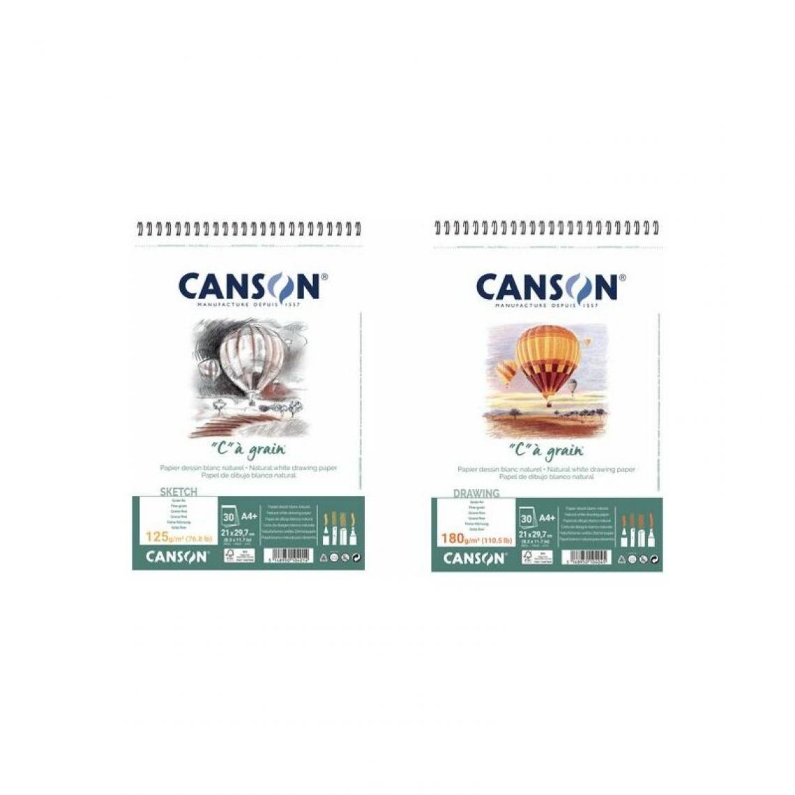 Canson - CANSON Album spiralé de papier dessin 'C' à grain, A4 () - Outils et accessoires du peintre
