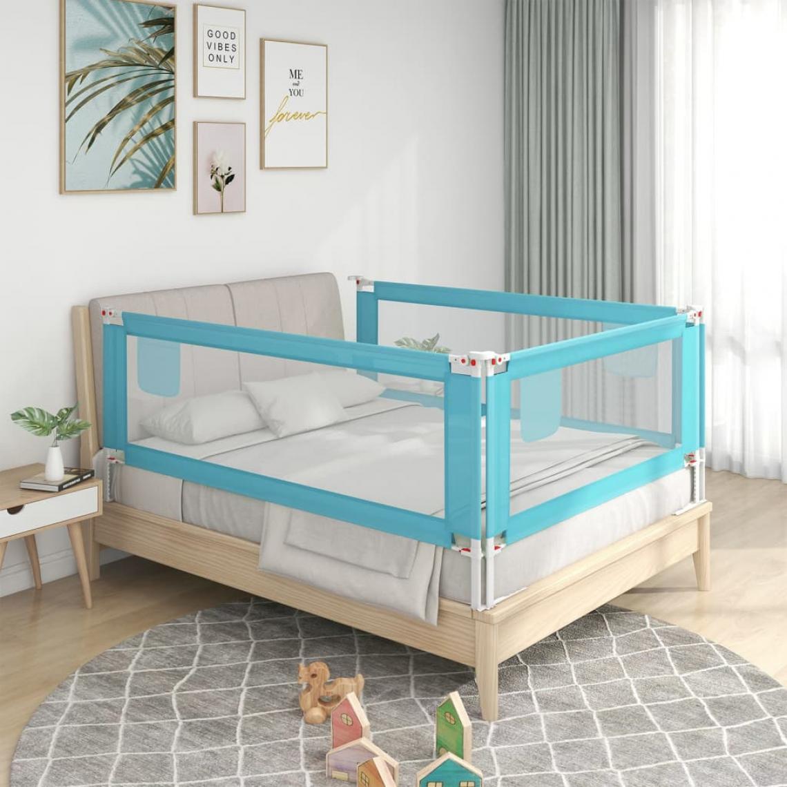 Vidaxl - vidaXL Barrière de sécurité de lit d'enfant Bleu 180x25 cm Tissu - Extincteur & signalétique