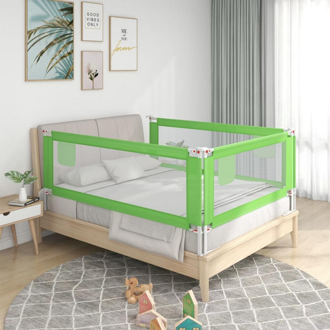 Vidaxl - vidaXL Barrière de sécurité de lit d'enfant Vert 150x25 cm Tissu - Extincteur & signalétique