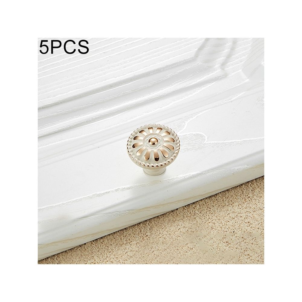 Wewoo - Poignée d'armoire 5 PCS 6041-Grand ivoire en alliage de zinc bordé d'or armoire penderie porte de tiroir ronde - Poignée de porte