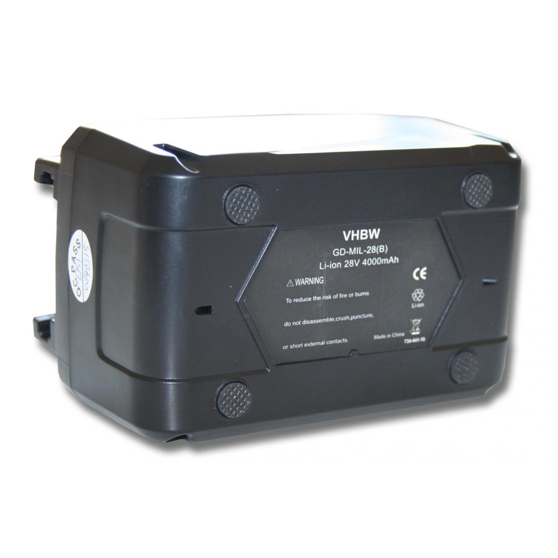 Vhbw - vhbw Batterie compatible avec Milwaukee M28 WL LED, V28 BS, V28 CS outil électrique (4000mAh Li-ion 28V) - Clouterie
