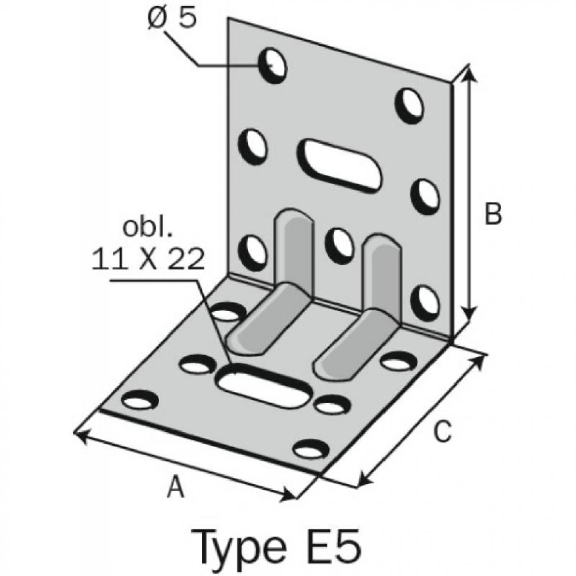 Simpson - Équerres mixtes renforcées, longueur 40 mm, hauteur 119 mm, largeur 89 mm, épaisseur 3 mm, carton de 50 - Équerre étagère