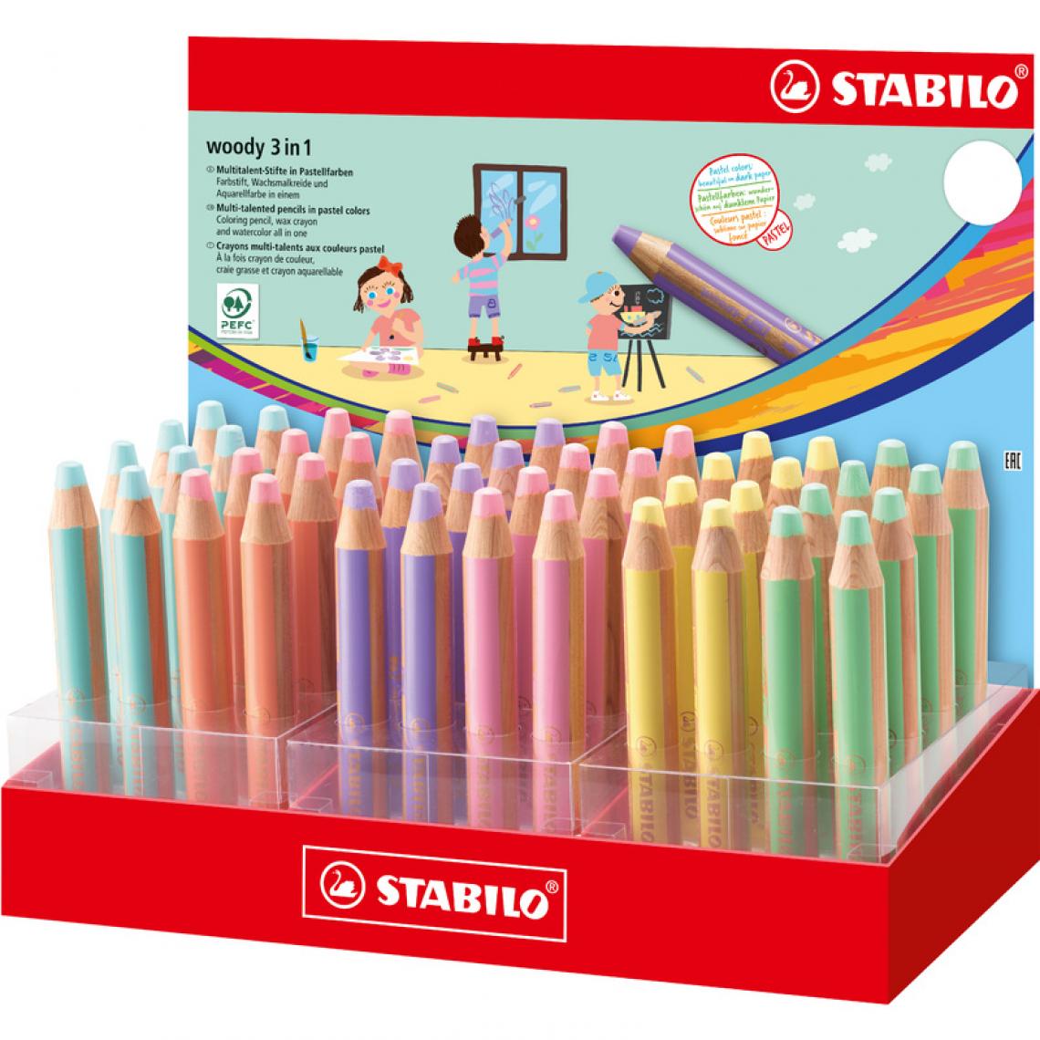 Stabilo - STABILO Crayons multi-talents woody 3 en 1, présentoir de 48 () - Outils et accessoires du peintre