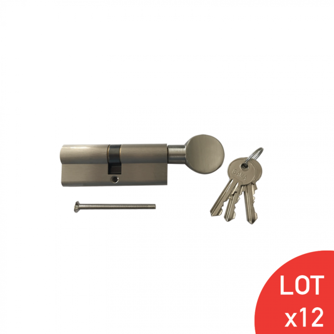 Secury-T - Cylindre à bouton de 80 mm varié en zamac chromé satiné LOT DE 12 - Cylindre de porte