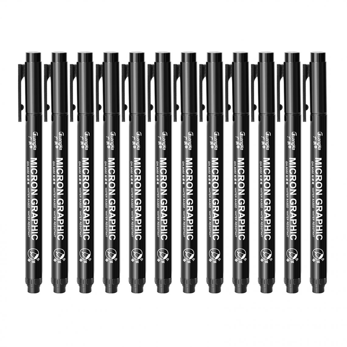 marque generique - Uni Pin Fine Liner Pen Dessin Pigment Marker Esquisse étanche 12pcs - Pointes à tracer, cordeaux, marquage
