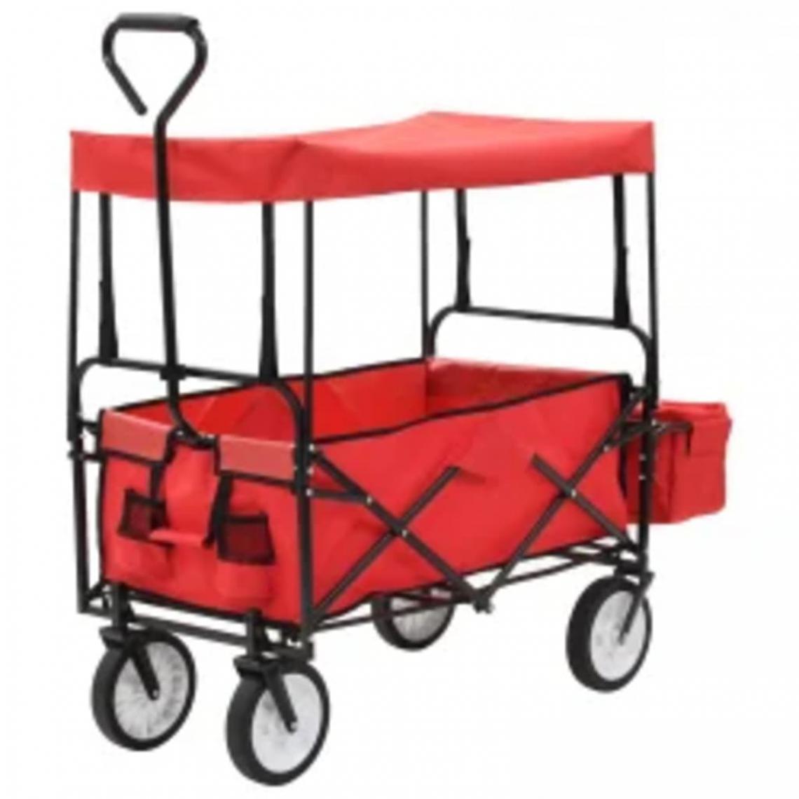 Vidaxl - vidaXL Chariot à main pliable avec toit Acier Rouge - Diable, chariot