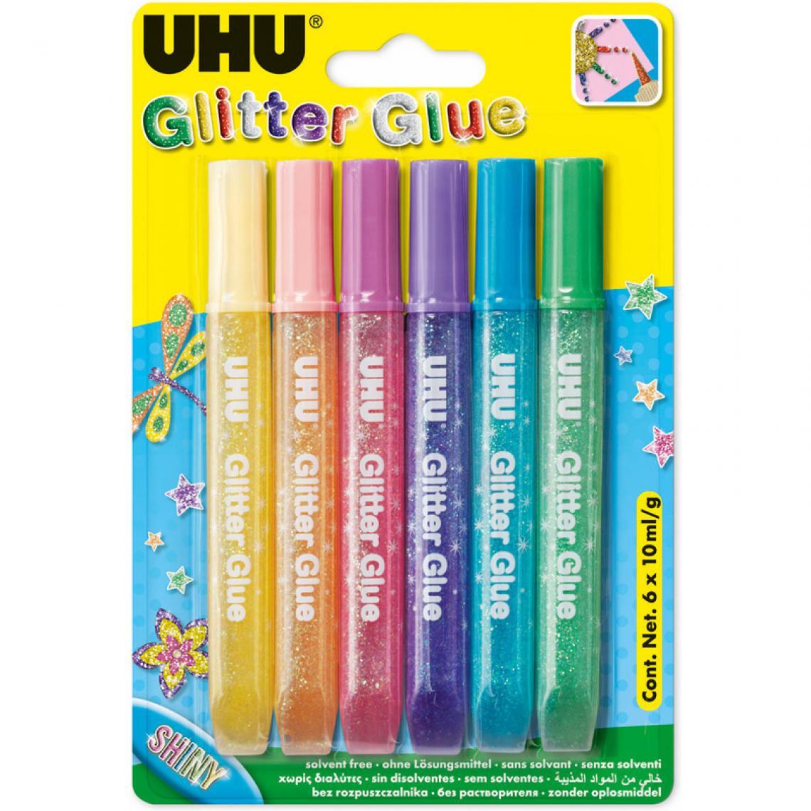 Uhu - UHU colle scintillante Glitter Glue shiny, contenu:6 x 10 ml () - Colles et pistolets à colle