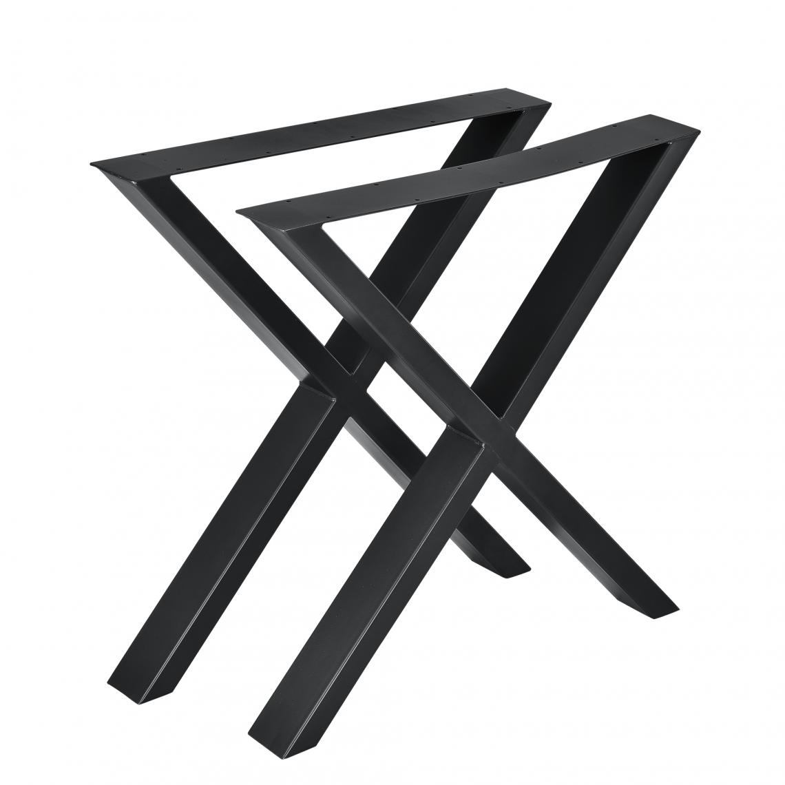 En.Casa - Set de 2 Pieds de Table Forme X Métal 69 x 72 cm Noir [en.casa] - Pieds & roulettes pour meuble
