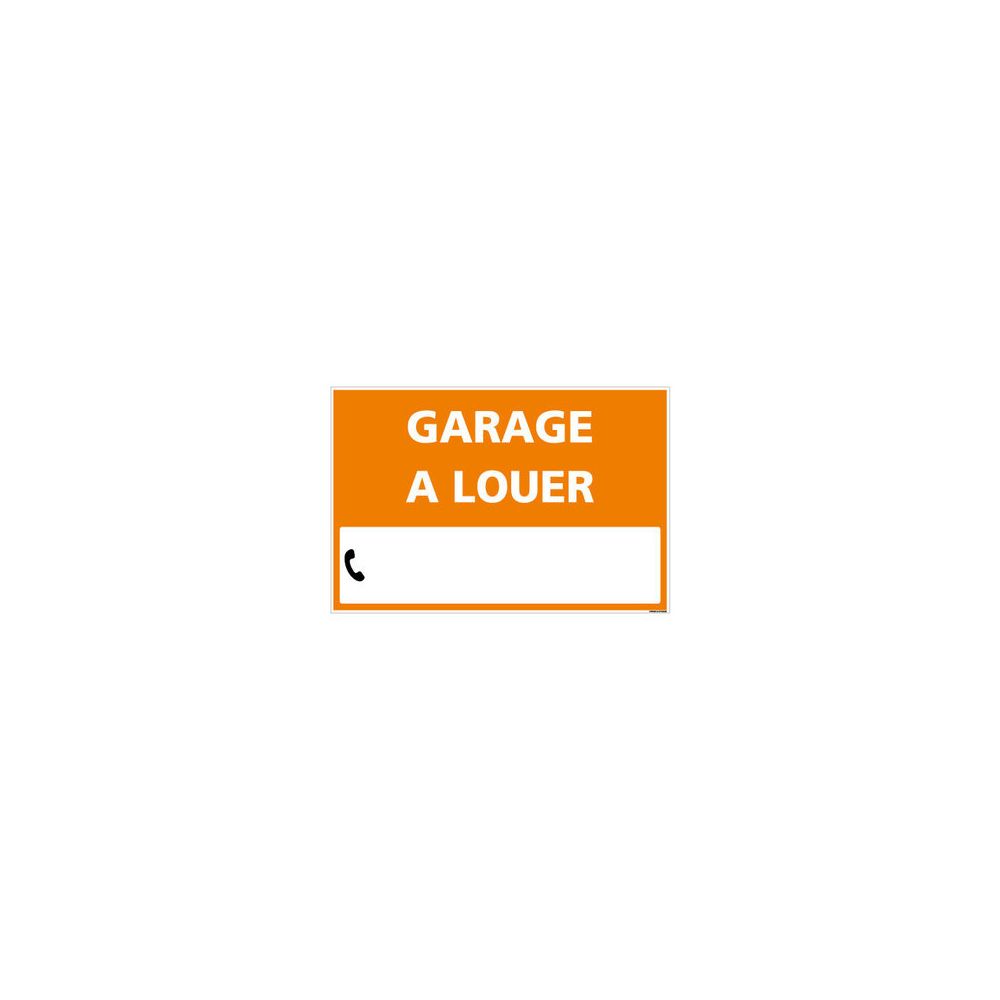 Signaletique Biz - Panneau Immobilier Garage à Louer - Orange - Plastique rigide AKILUX 3,5mm - Dimensions 600x400 mm - Livré Avec Une Planche de Chiffres - Extincteur & signalétique